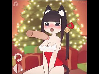Catgirl Christmas Blowjob, Deepthroat (Gameplay)