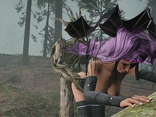 A sexy Witch gets Wood in the Forest